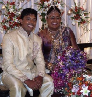 Arosha and Ishani at their homecoming at Kandy - Arosha's home town.